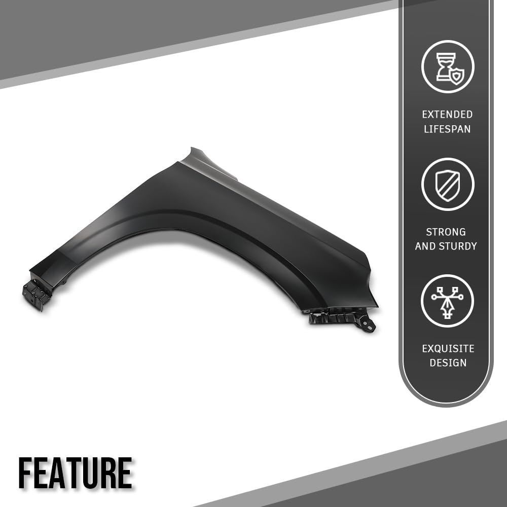 G-PLUS Fender Front Right Passenger Side Compatible with Chevy Suburban (submodel: Commercial, High Country, LS, LT, Premier, RST, Z71) 2021 2022 2023 2024 84384211, GM1241418 Black