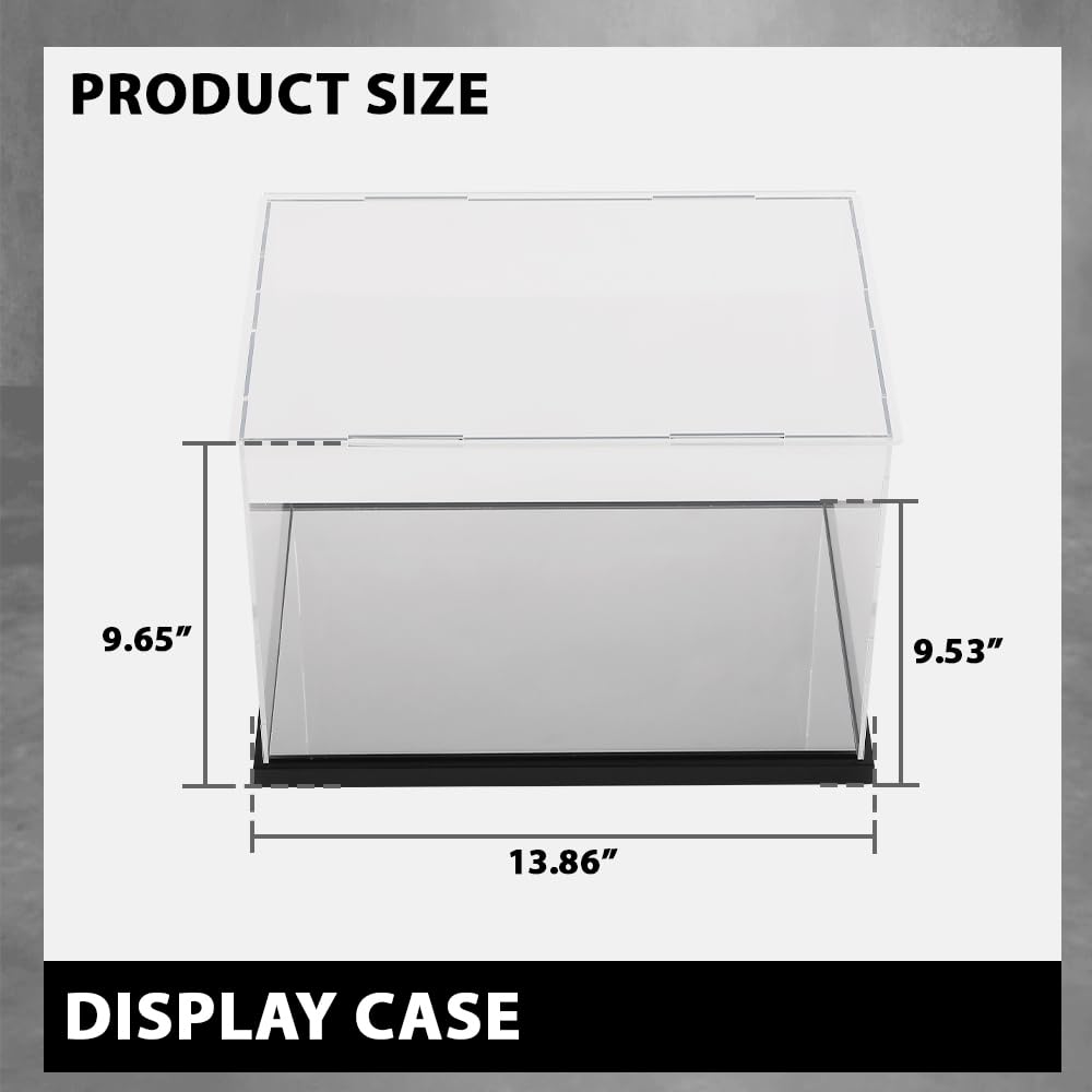 G-PLUS Clear Boxing Glove Display Case Acrylic Display case Fit for Full Size Boxing Glove Storage Box Dustproof UV Protection Cabinet with Carbon Fiber Skin Base and Removable Mirror Base