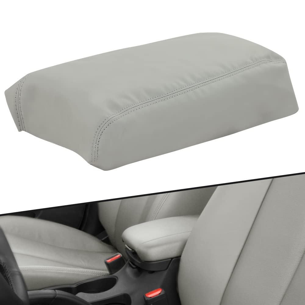 G-PLUS Center Console Lid Armrest Cover, Compatible with Sonata 2015 2016 2017 2018 2019 Leather, Gray