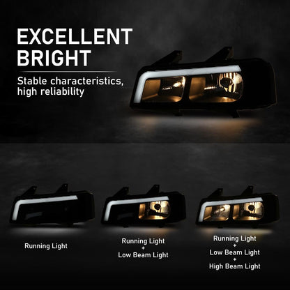 G-PLUS LED Headlights Assembly Front Headlamps Replacement Compatible with Chevy Express GMC Savana 1500 2003-2014, Fit Chevy Express GMC Savana 2500 3500 2003-2023 Smoke Lens Black Housing