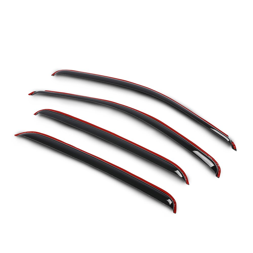 G-PLUS 4PCS in-Channel Window Visors Sun Rain Guards Side Wind Deflector Compatible with Chevy Silverado GMC Sierra 1500 Crew Cab Only/Chevy Avalanche 2007-2013 Smoke