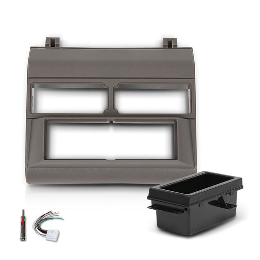 G-PLUS Car Stereo Radio Dash Bezel Kit Compatible with Chevy GMC Crew Cab Dually 1992-1994 GMK333BU, GMP333, GM1482GRB (Grey w/Wire Harness)