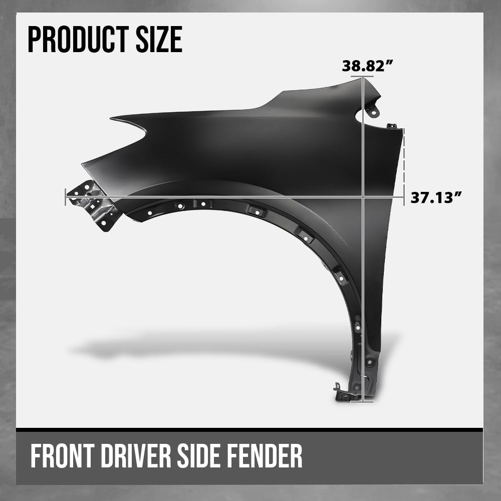 G-PLUS Fender Front Driver Side Compatible with Buick Encore (submodel: Base, Convenience, Leather, Premium) 2013-2016 without Turn Signal Light Hole 95031571, GM1240382 Black