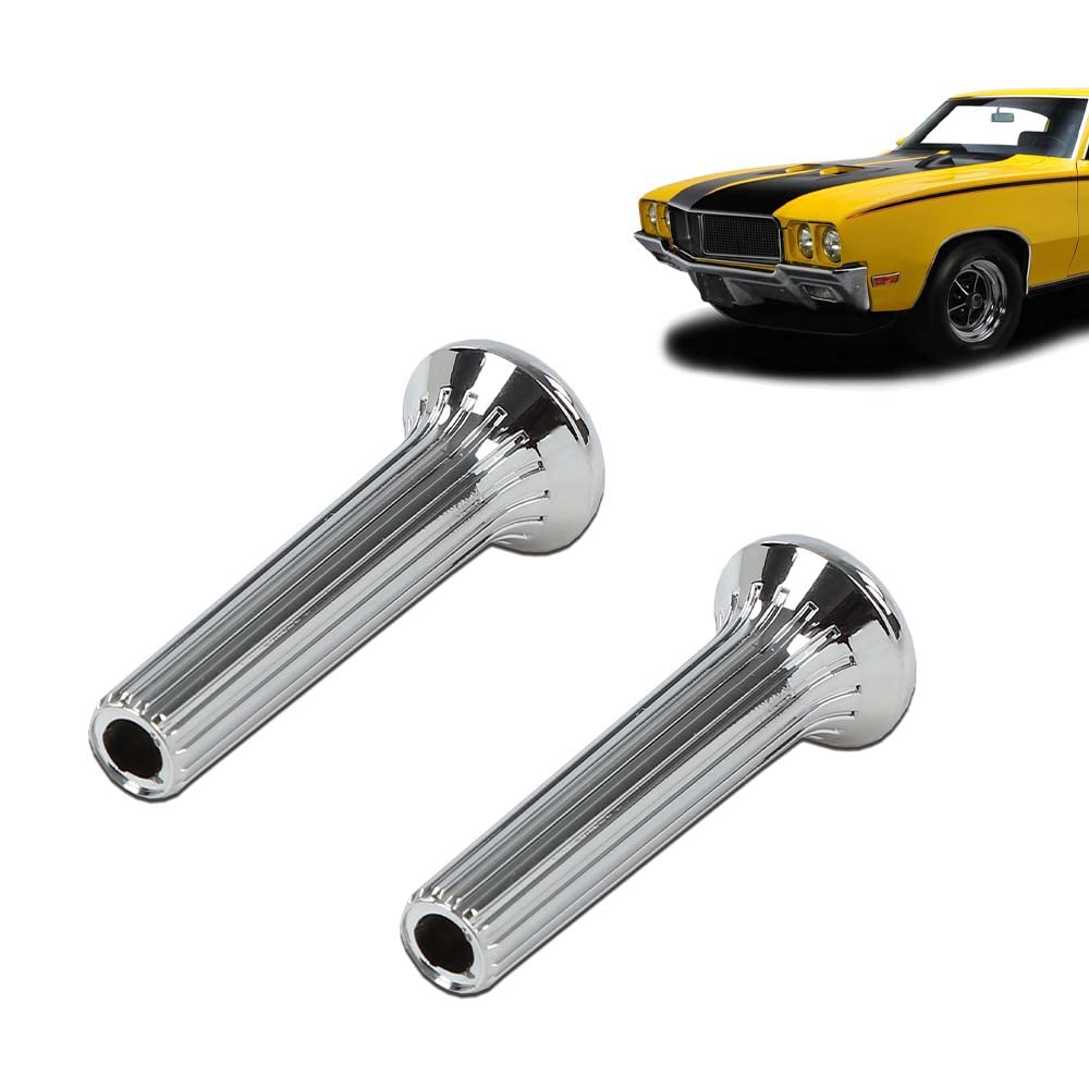 G-PLUS Cars Chrome Ribbed Door Lock Knobs Plastic - Pair Compatible with GM 1968 1969 1970 IN6727Z