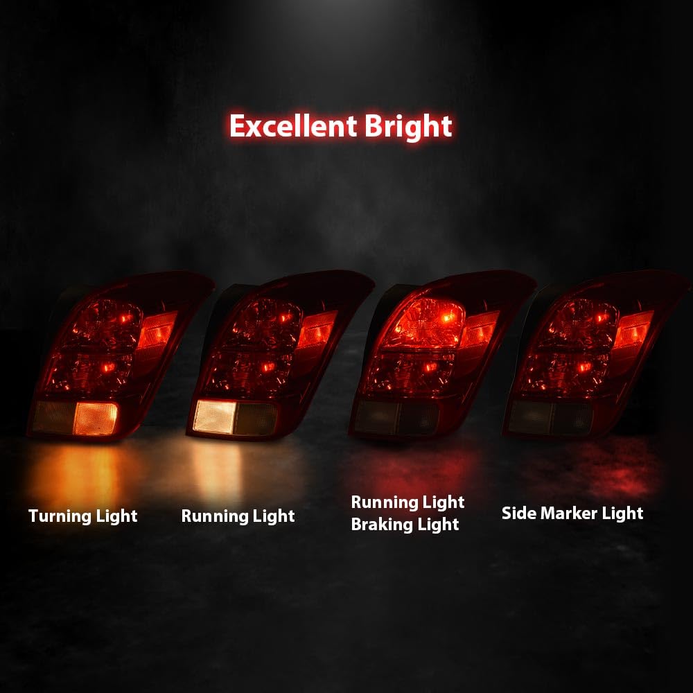 G-PLUS Tail Light Brake Lamp W/Bulbs Compatible with Chevy Trax 2013-2016/LS 2017-2019 GM2801272, 42599455 Red Lens Chrome Housing Right Passenger Side Luces Traseras Rear Brake Lamps Assembly