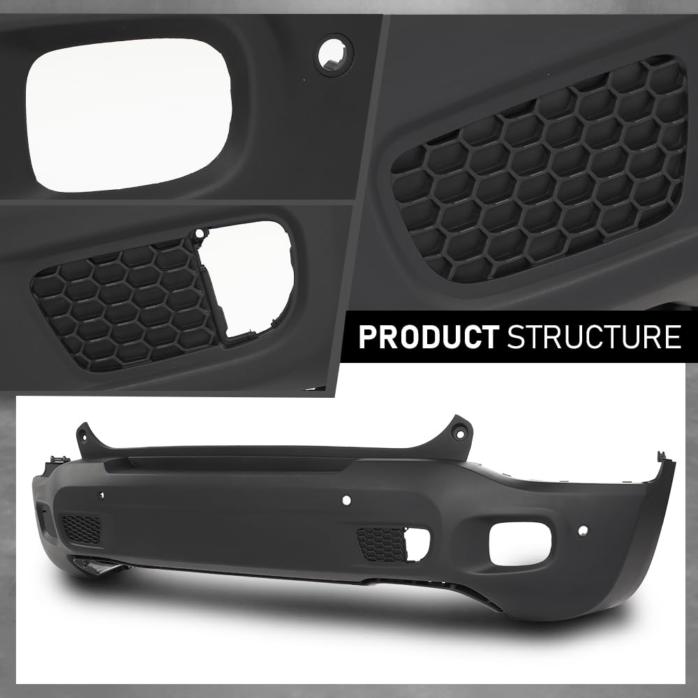 G-PLUS Rear Bumper Cover Fascia Compatible with Jeep Renegade Limited 2015-2018, Fit Models with Blind Spot Sensor and Parking Aid Sensor, 6AE88LXHAA, CH1100A42