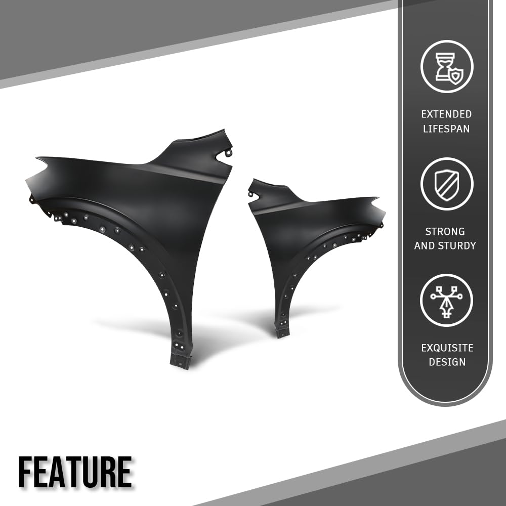 G-PLUS Fenders Pair LH & RH Compatible with Buick Encore GX Preferred 2020-2024 Fit Buick Encore GX (submodel: Avenir, Sport Touring) 2024 42766486, 42766485 Black