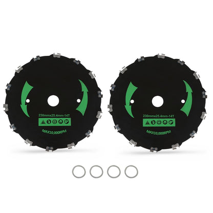 G-PLUS 9-Inch 2PCS Chainsaw Brush Blade 14-Tooth Fit Cutter Trimmer Head Weed Mower Saw Blade Black