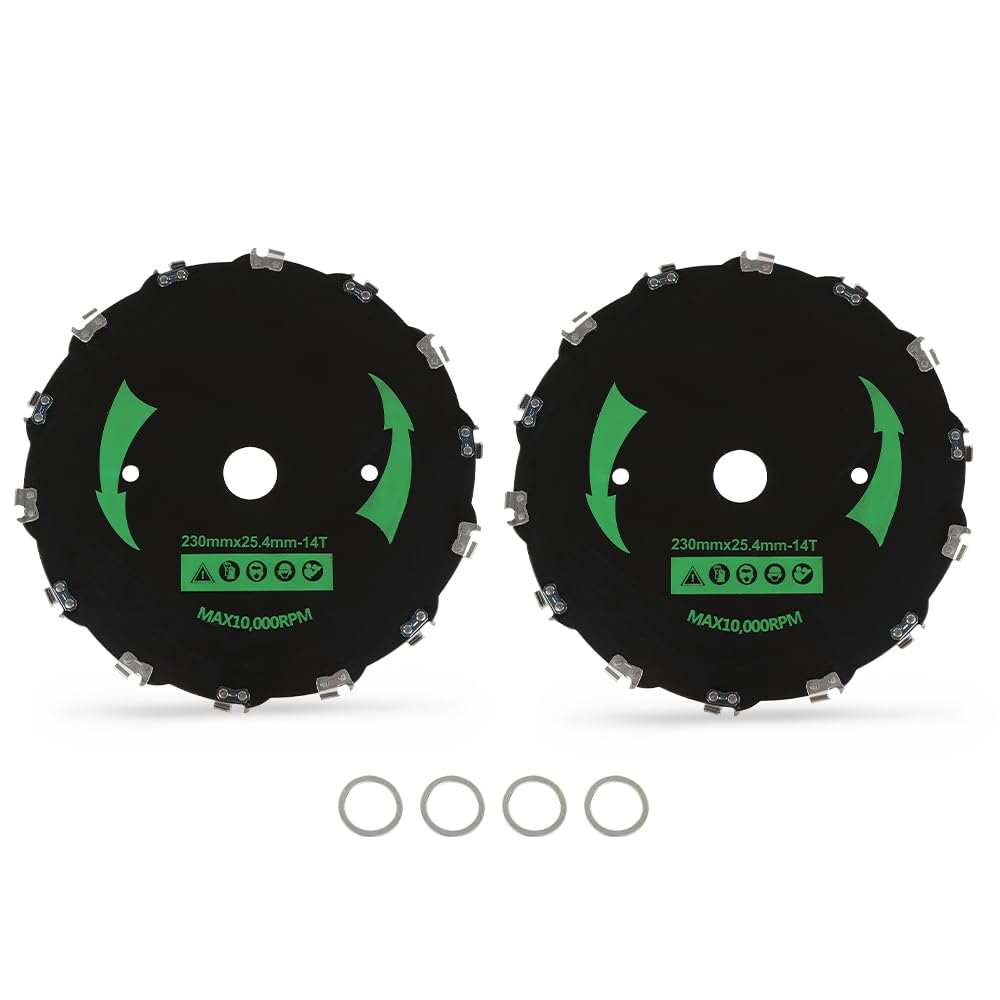 G-PLUS 2pcs 9" Chainsaw Brush Blade 14 Tooth Cutter Trimmer Head Weed Mower Saw Blade Black