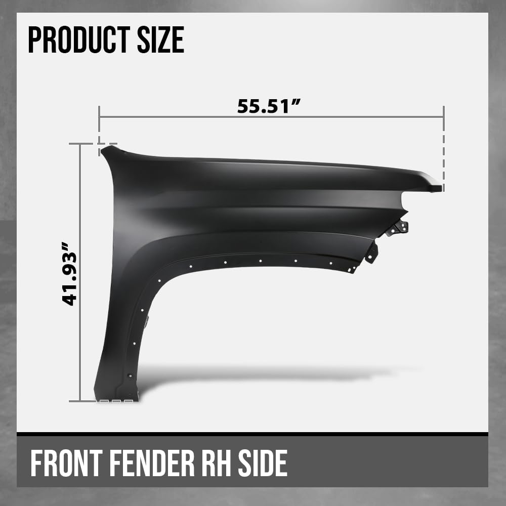 G-PLUS Front Fender Passenger Right Side Compatible with Chevy Silverado 2500 HD 3500 HD 2020-2023 84581167, GM1241424 Black