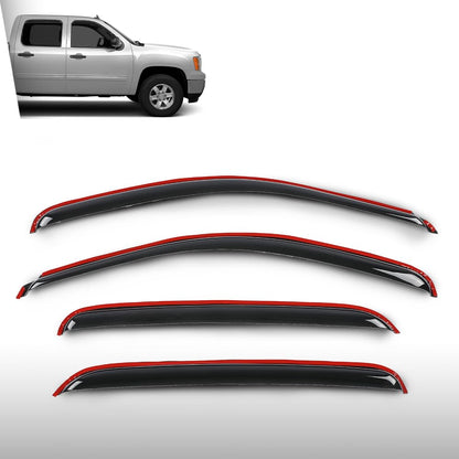 G-PLUS 4PCS in-Channel Window Visors Sun Rain Guards Side Wind Deflector Compatible with Chevy Silverado GMC Sierra 1500 Crew Cab Only/Chevy Avalanche 2007-2013 Smoke