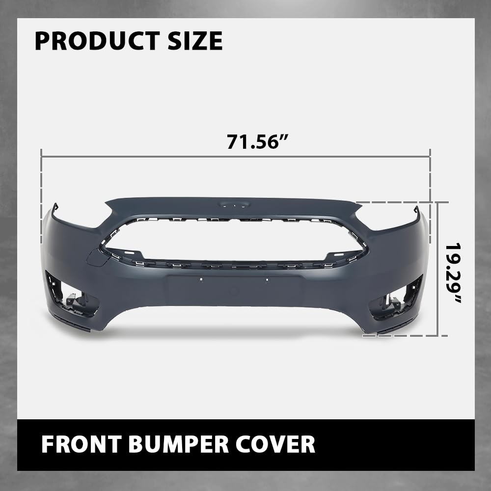 G-PLUS Front Bumper Cover, Compatible with Ford Focus S/SE/SEL 4-Door 2015-2018, FD527664DN, FO1000705