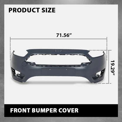 G-PLUS Front Bumper Cover, Compatible with Ford Focus S/SE/SEL 4-Door 2015-2018, FD527664DN, FO1000705