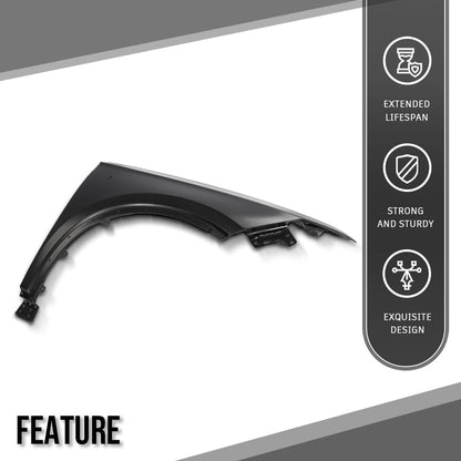G-PLUS Fender Front Passenger Right Side Compatible with Cadillac XT6 (submodel: Premium Luxury, Sport) 2020-2024 84596460, GM1241423 Black