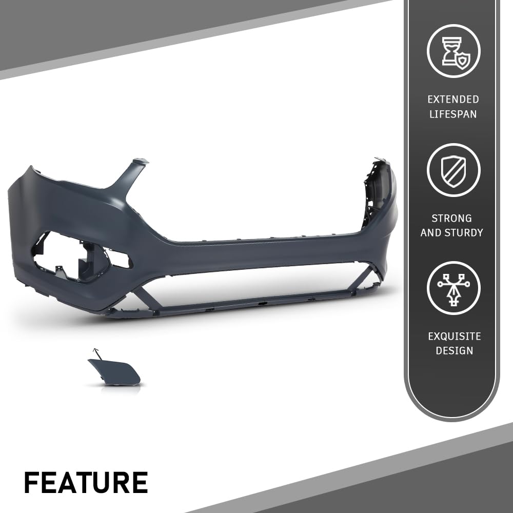 G-PLUS 1PC Front Bumper Cover w/Brackets Compatible with Ford Escape 2017 2018 2019, GJ5Z-17757-APTM, GJ5Z-17C947-AA, GJ5Z-17C947-AB, Black