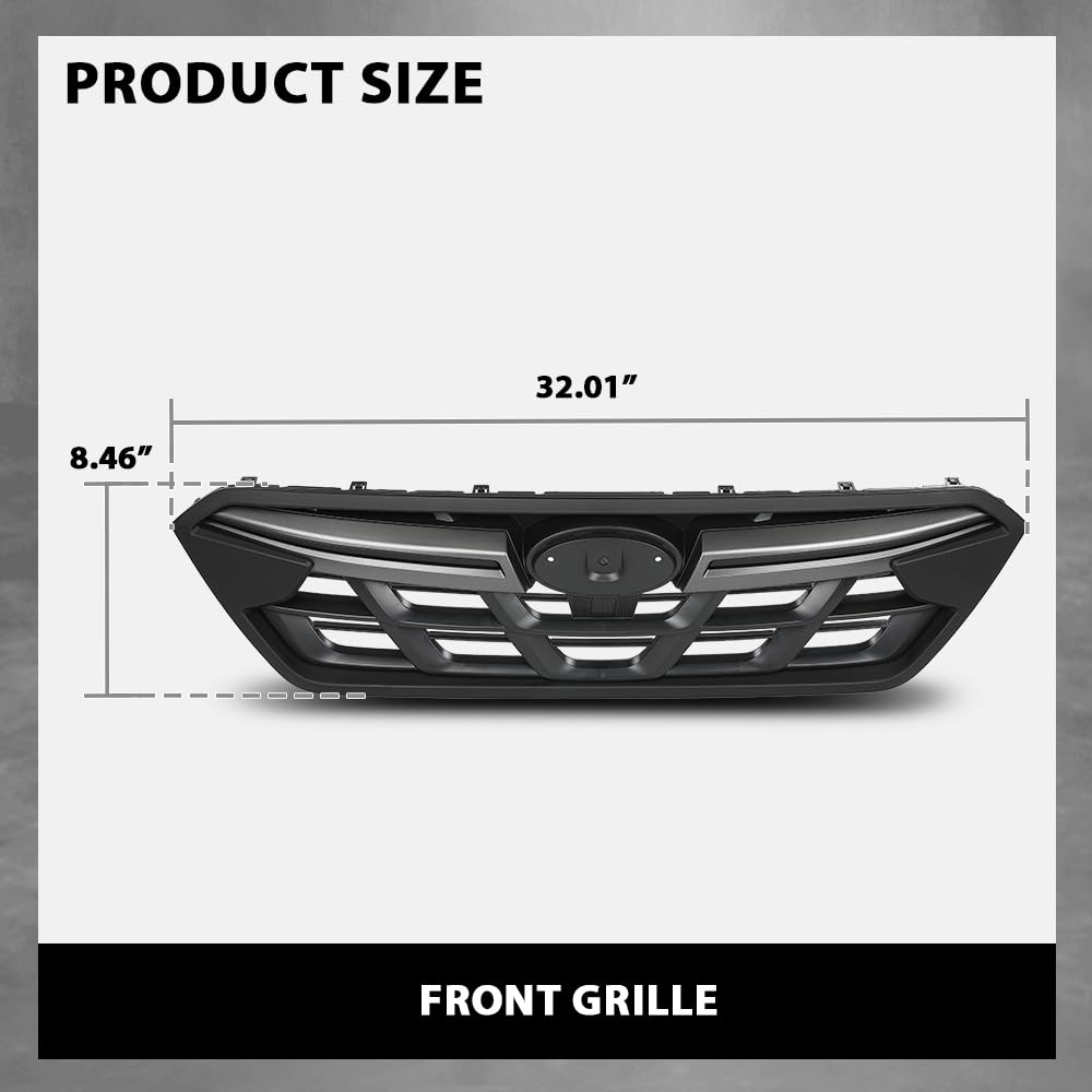 G-PLUS Front Bumper Grille Grill Dark Grey & Black Trim Compatible with Subaru Crosstrek 2021-2023 J1010FL320