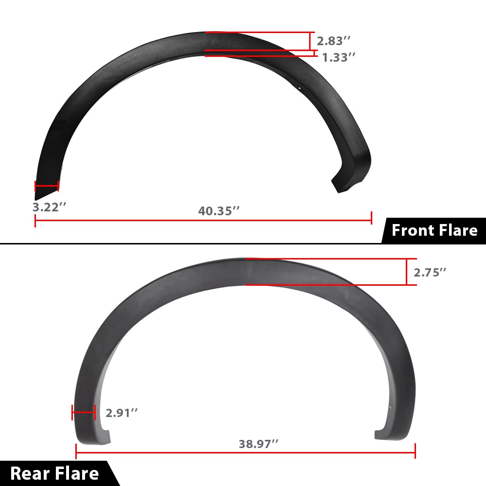 G-PLUS 4PCS Fender Flares Compatible with Ford F150 2004-2008 66.0" / 67.0" / 78.0" / 96.0" Bed Length (Not Fit Heritage Models), Wheel Opening Molding Textured Factory Style