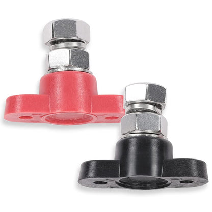 G-PLUS Junction Block Power Post Set Red & Black Insulated Terminal Stud 3/8" Stainless Terminal Distribution Block Battery Wire Power Distribution Terminal Block