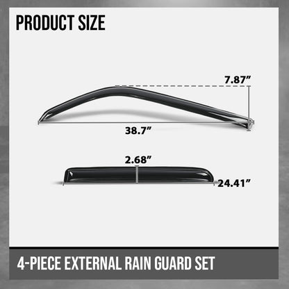 G-PLUS Outside Mount Ventvisor Sun Rain Guards Side Wind Deflector Compatible with Toyota 4Runner 2010-2024 Smoky