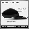 G-PLUS Power Mirror w/ 3-Pin Right Passenger Side Compatible with Honda Civic LX/Sport 2022-2023 Manual Folding 76208T20A01-PFM HO1321350 Glossy Black