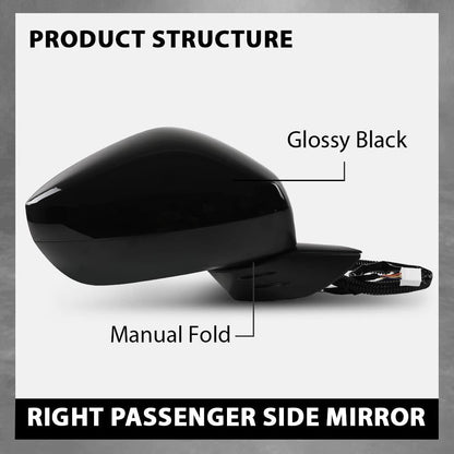 G-PLUS Power Mirror w/ 3-Pin Right Passenger Side Compatible with Honda Civic LX/Sport 2022-2023 Manual Folding 76208T20A01-PFM HO1321350 Glossy Black
