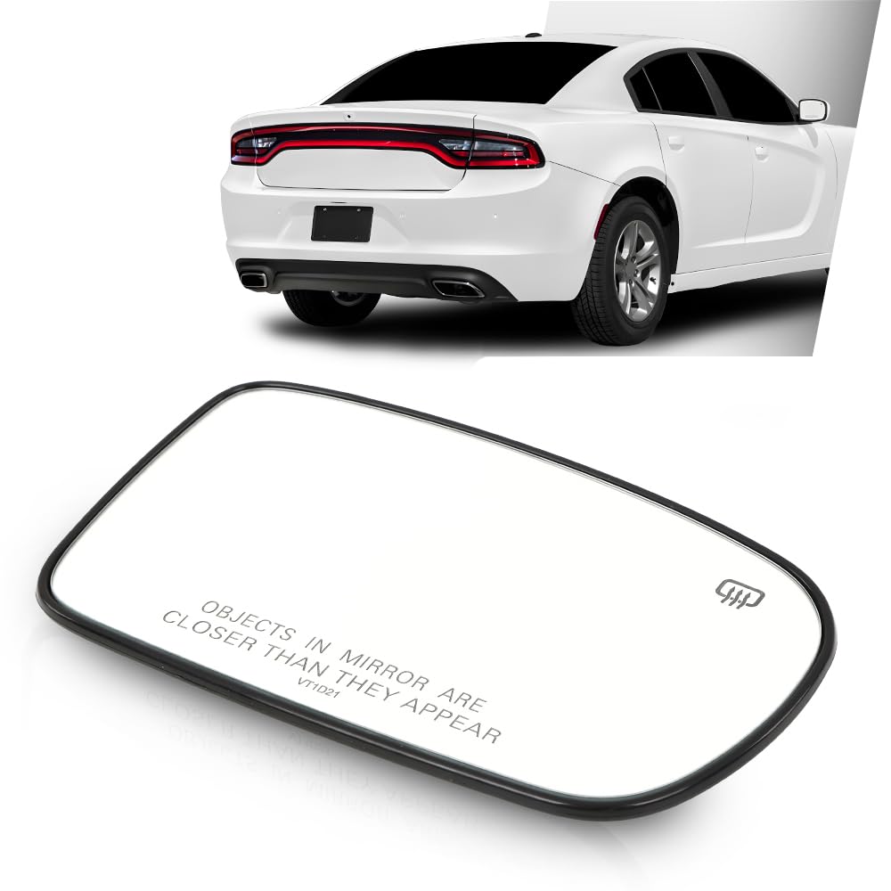 G-PLUS Side Mirror Glass Right Passenger Side Compatible with Chrysler 200 300 2011-2017, Fit Dodge Charger 2011-2021 Fit for Model with Power Heated Manual Folding Mirrors Only
