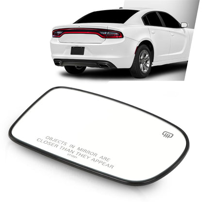G-PLUS Side Mirror Glass Right Passenger Side Compatible with Chrysler 200 300 2011-2017, Fit Dodge Charger 2011-2021 Fit for Model with Power Heated Manual Folding Mirrors Only