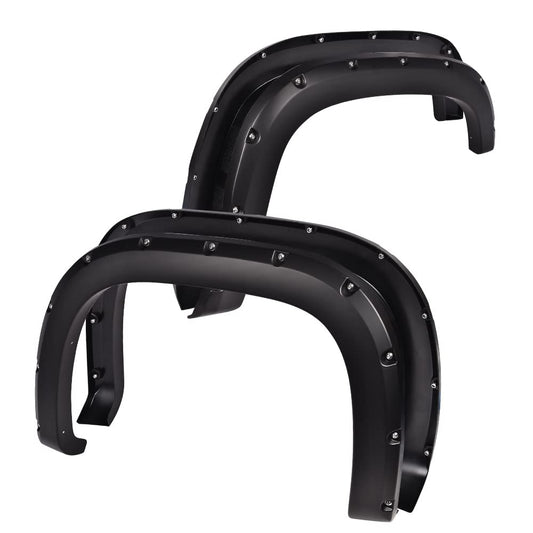G-PLUS Pocket Riveted Fender Flares, Compatible With 2007-2013 GMC Sierra 1500 All Beds, Smooth Black Upgrade Wheel Cover Protector 4pcs