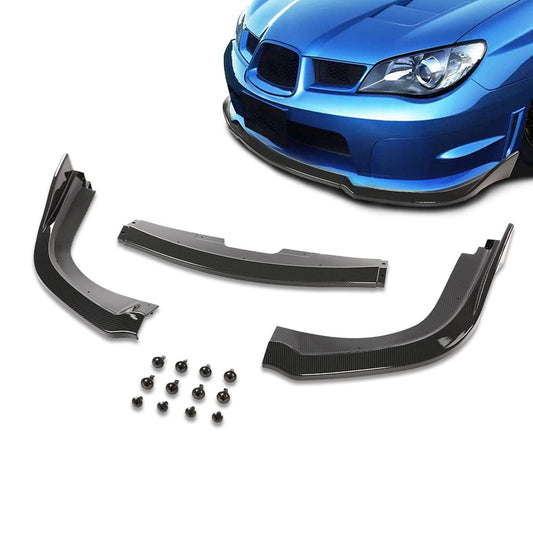 G-PLUS Front Bumper Lip Spoiler Splitter Compatible with 2006-2007 Subaru Impreza WRX STI All Models CS2 Style PP Black Unpainted Front Bumper Lip Dam Chin Splitter Protector