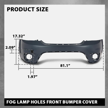 G-PLUS Front Bumper Cover Compatible with Dodge Journey Sport 2011-2018, w/o Headlight Washer, with Towing Hook Cover & Fog Lamp Holes, 5YB55TZZAB, Primed Black