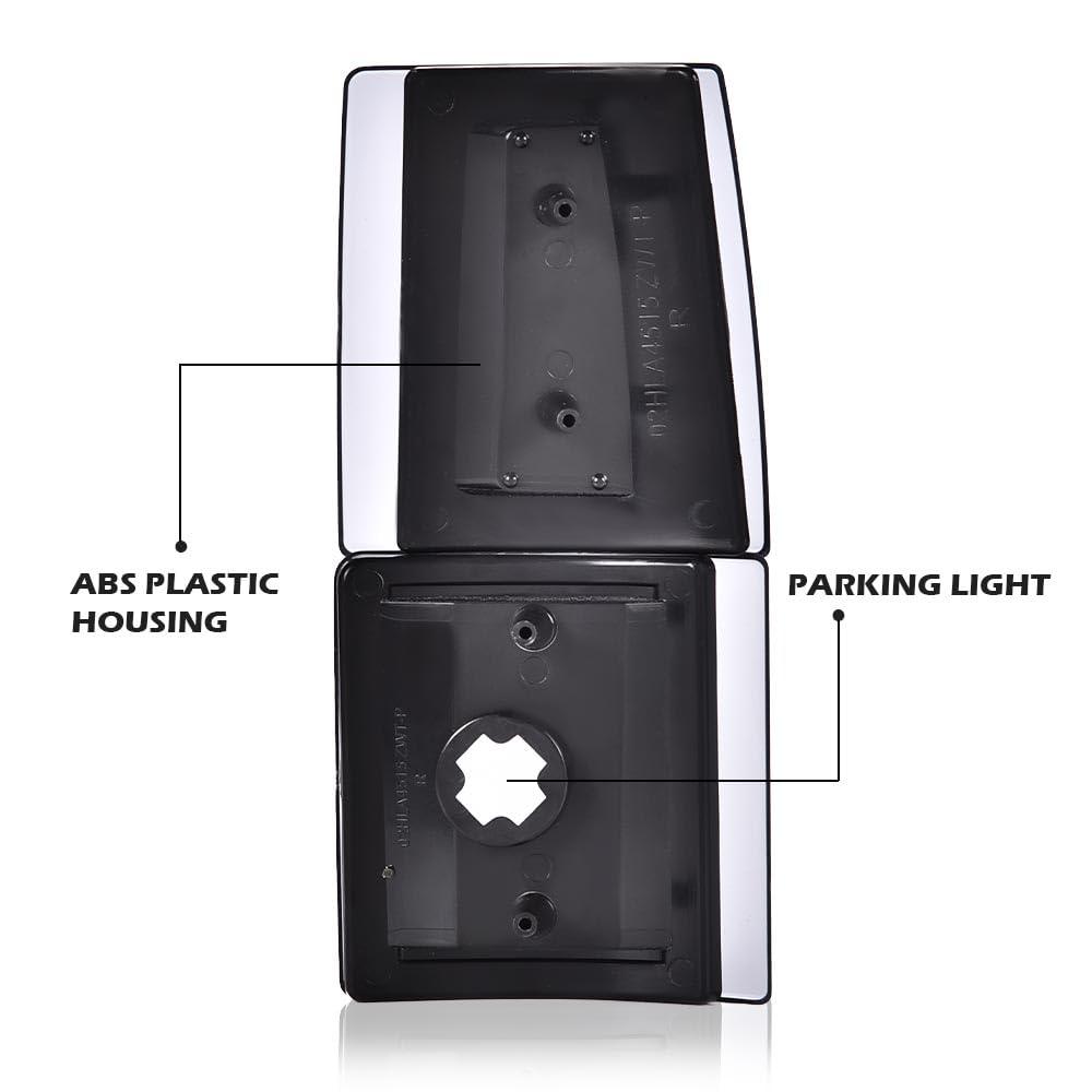 G-PLUS Corner Light Fit 1994-2000 Chevy CK/C10 1500 2500 3500 2WD,(ONLY For Composite Headlights) Signal Side Marker Lamps Smoky Lens Chrome Housing Amber Reflector Bumper Headlamps,faros Assembly
