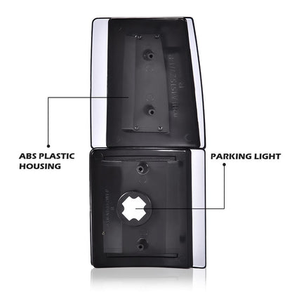 G-PLUS Corner Light Fit 1994-2000 Chevy CK/C10 1500 2500 3500 2WD,(ONLY For Composite Headlights) Signal Side Marker Lamps Smoky Lens Chrome Housing Amber Reflector Bumper Headlamps,faros Assembly
