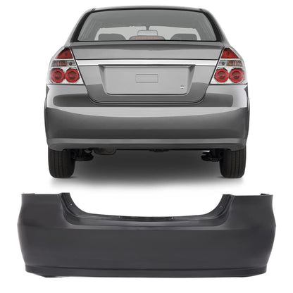 G-PLUS Rear Bumper Cover Compatible with Chevy Aveo Sedan LS LT 4Door 2007 2008 2009 2010 2011 Primed Black Bumper Cover 95978858 GM1100791