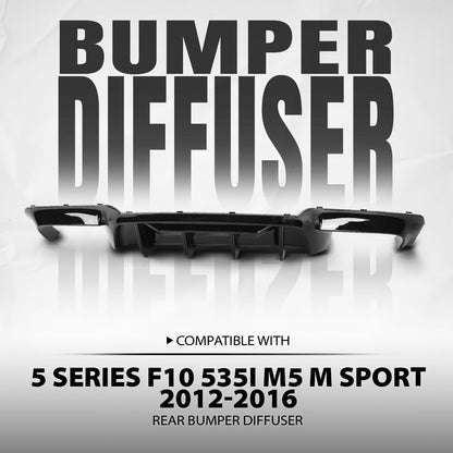 G-PLUS Rear Diffuser Compatible with BMW 5 Series F10 535i M5 M Sport 2012 2013 2014 2015 2016 Rear Bumper Diffuser Gloss Black