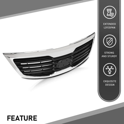 G-PLUS Front Bumper Grille with Chrome Molding Plastic Compatible with Kia Sportage 2011-2012 863503W000, KI1200147 Grill