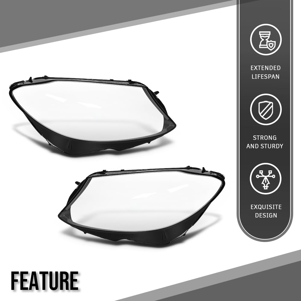 G-PLUS Headlight Lens Cover Compatible with Benz C-Class W205 C180 C200 C260L 2015 2016 2017 Left & Right Side A2059067303, A2059067403 Front Headlamp Lens Cover Clear