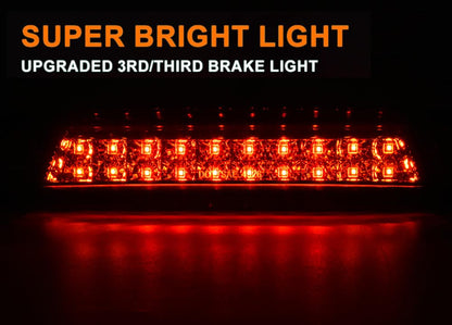 G-PLUS High Mount LED 3rd Brake Light Compatible with 2014 2015 2016 2017 2018 Chevy Silverado GMC Sierra Rear Tail Cargo Lamp Waterproof Chrome Housing Red Lens