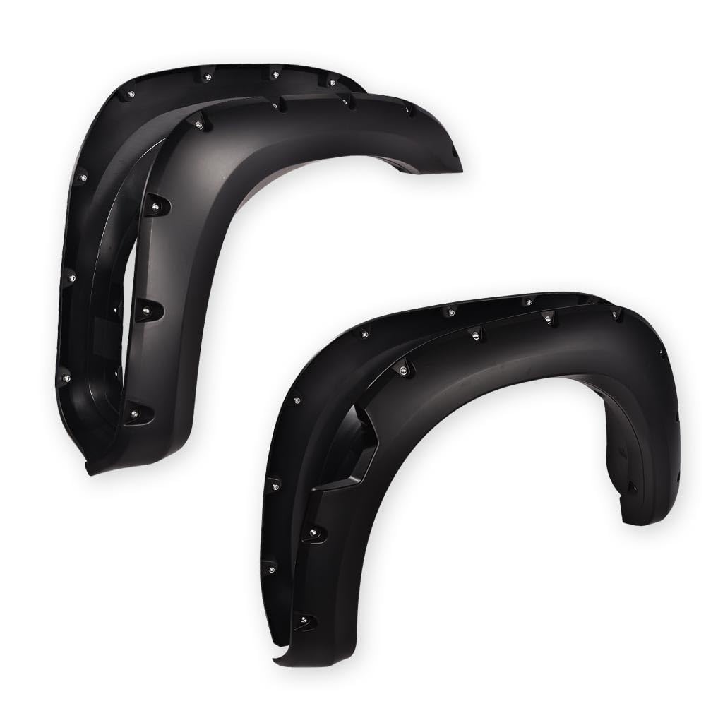 G-PLUS Fender Flares Compatible with Nissan Titan 2004-2015 w/o Bedside Lockbox, Front & Rear Wheel Cover Protector Vent Trim Smooth Pocket Riveted