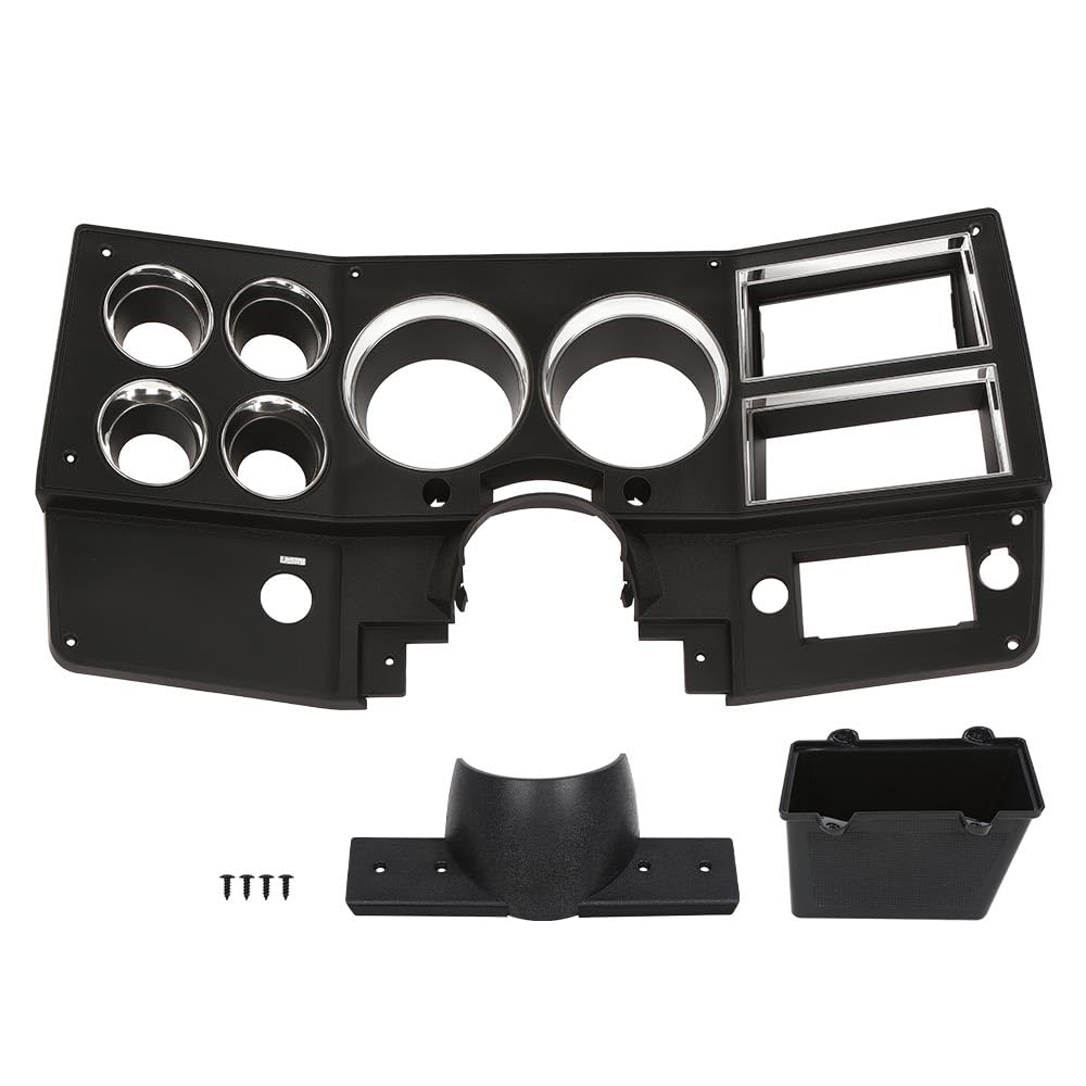 G-PLUS Dash Bezel W/Lower Column Cover with Storage Box Compatible with Chevy GMC Truck Blazer Suburban 1984-1987 without A/C & Wiper Switch Hole Black