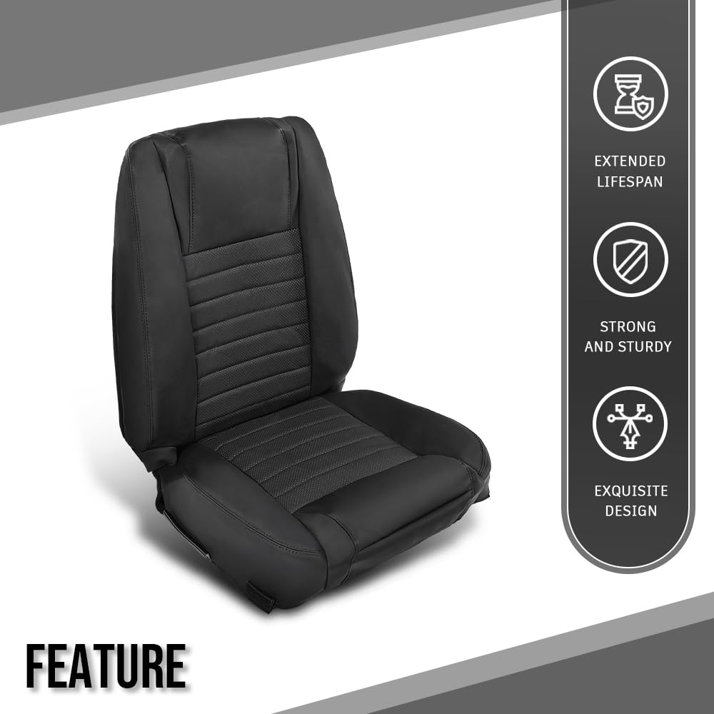 G-PLUS Driver Bottom and Top Seat Cover Compatible with Ford Mustang 2005-2009 Black Car Seat Cover Replacement