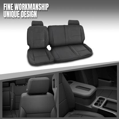G-PLUS Full Set Seat Cover Compatible with Chevy Silverado LT Double Cab 2014-2018 Black