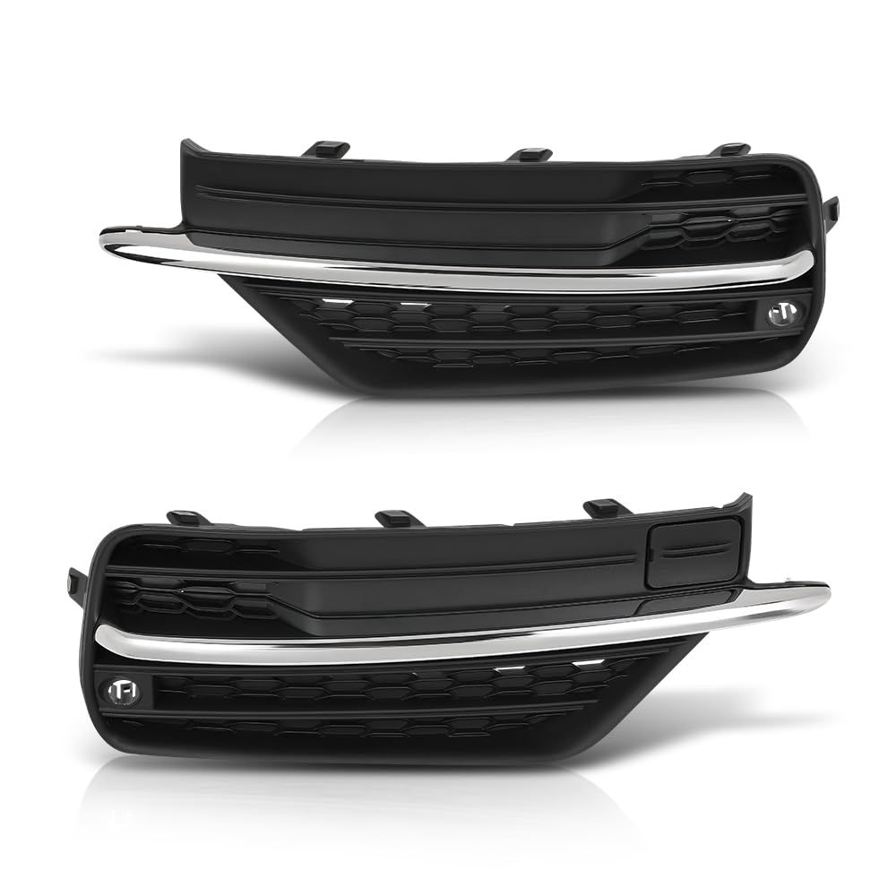 G-PLUS Fog Light Hole Cover Set Left & Right Side Compatible with Volvo XC90 2016 2017 2018 2019 313830440, 313830457 Chrome Black