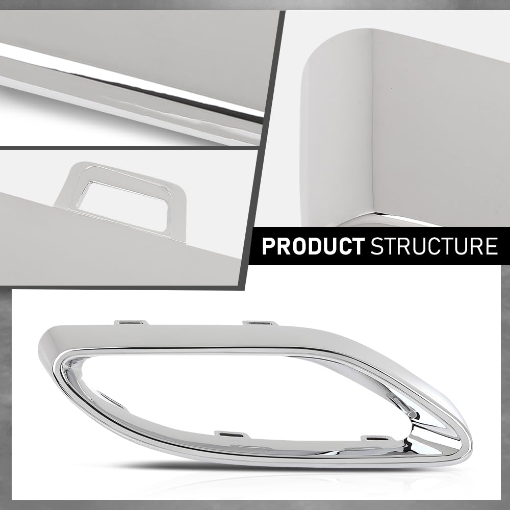 G-PLUS Rear Right Bumper Cover Exhaust Pipe Hole Trim Frame, Compatible with Benz E400 A220 E450 E350 E53 2018-2023, Passenger Side, 2058852321, MB1139107