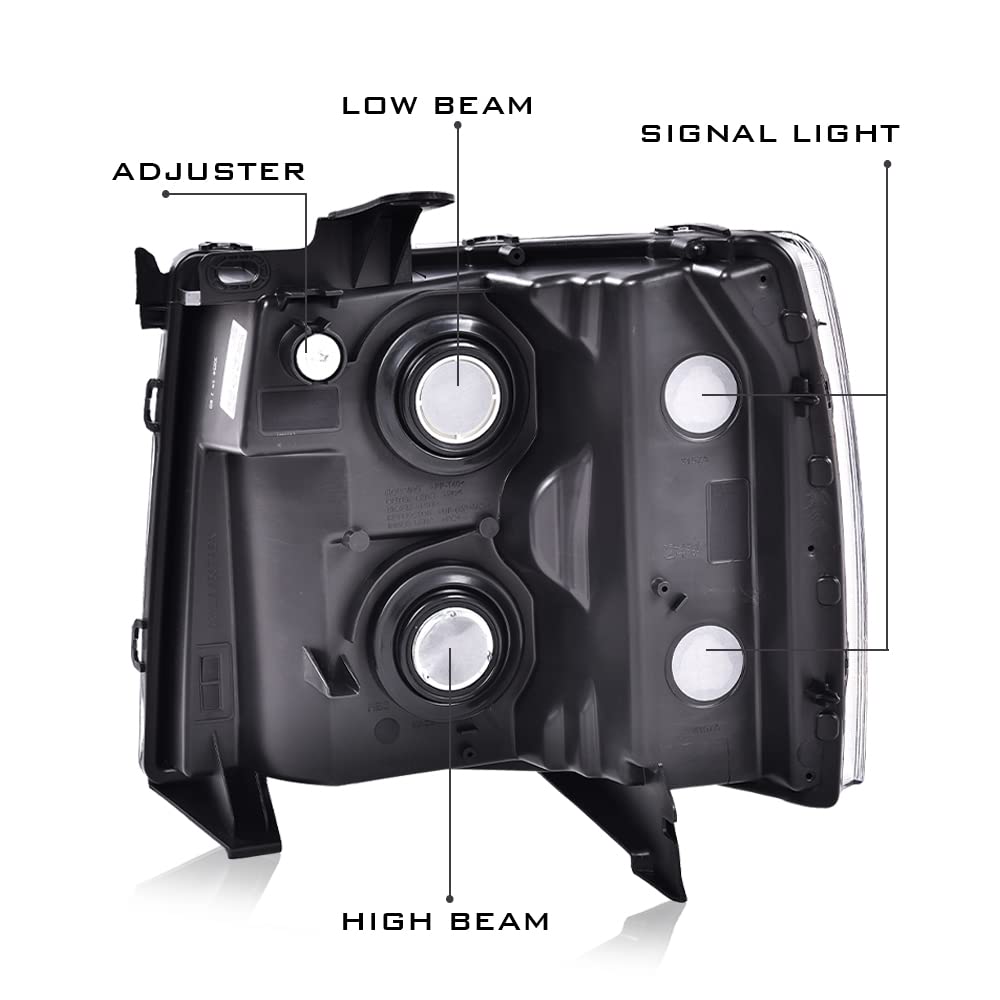 G-PLUS Headlights Assembly Compatible with Chevy Silverado 2007-2013/Fit Chevy Silverado 2500 HD 3500 HD 2007-2014 Bumper Headlamp Right Passenger Side Clear lens Chrome Housing Amber Reflector
