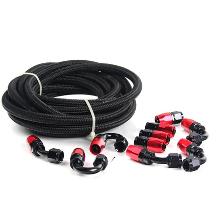 G-PLUS Stainless Steel Oil/Fuel Hose & Fitting Hose End Adaptor Kit,Transmission Gas Oil Fuel Line Fittings Kit 5 Meter Universal Replacement (6AN, Black)