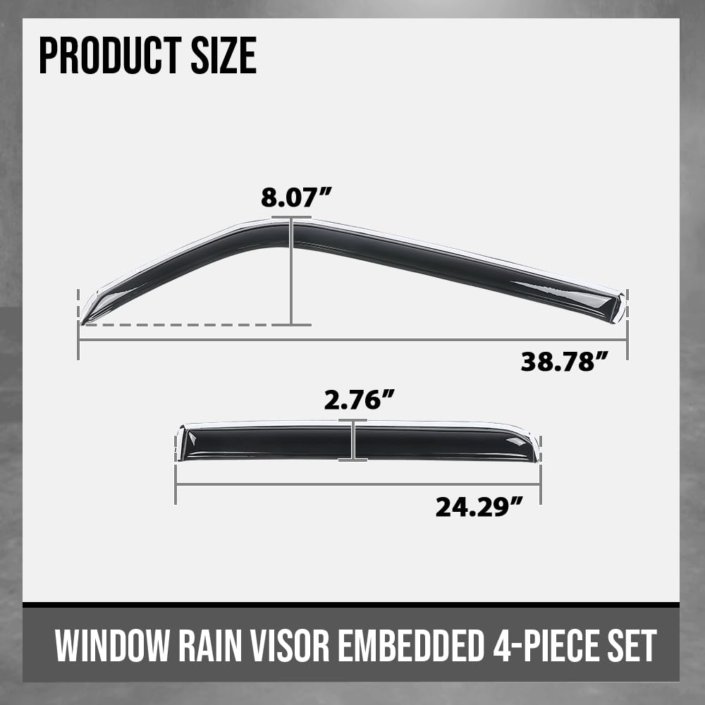 G-PLUS in-Channel Window Visors Rain Guards Side Wind Deflector Compatible with Toyota 4Runner 2010-2024 Smoke