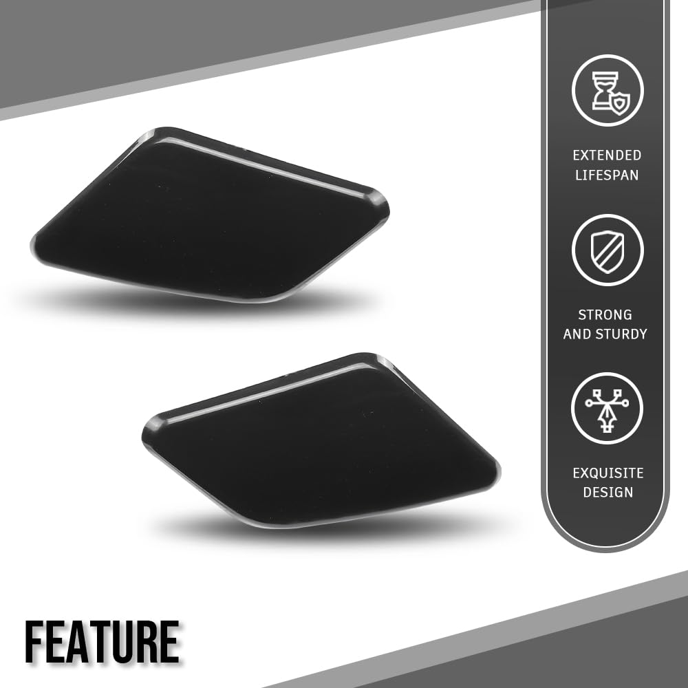 G-PLUS Left Right Headlight Washer Cover Pair Compatible with Volvo S40 V50 2008-2012 39886377, 39886397 Glossy Black