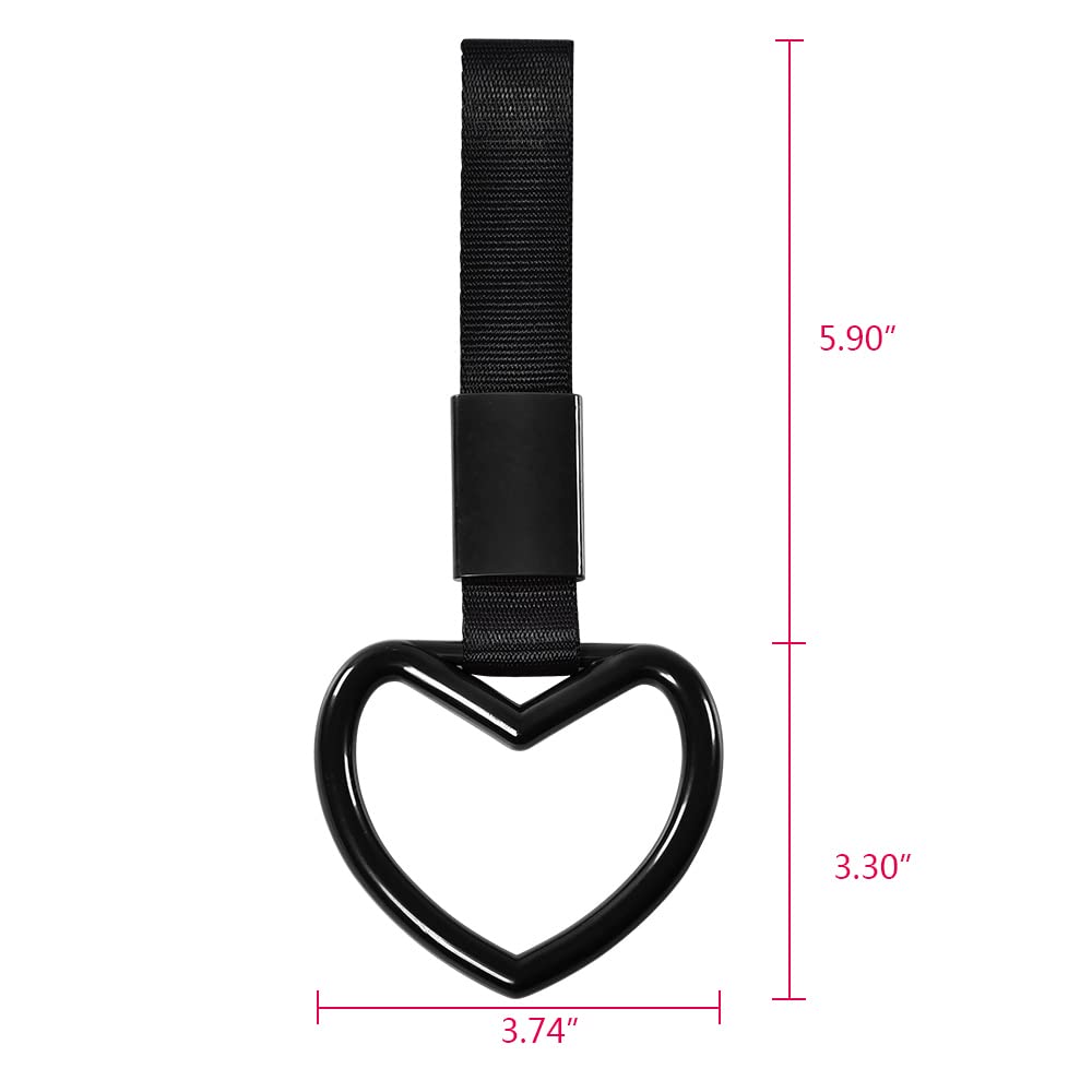 G-PLUS JDM Tsurikawa Ring Heart Subway Train Bus Car Handle Hand Straps Drift Charm,Rear Bumper Warning Ring (Black)