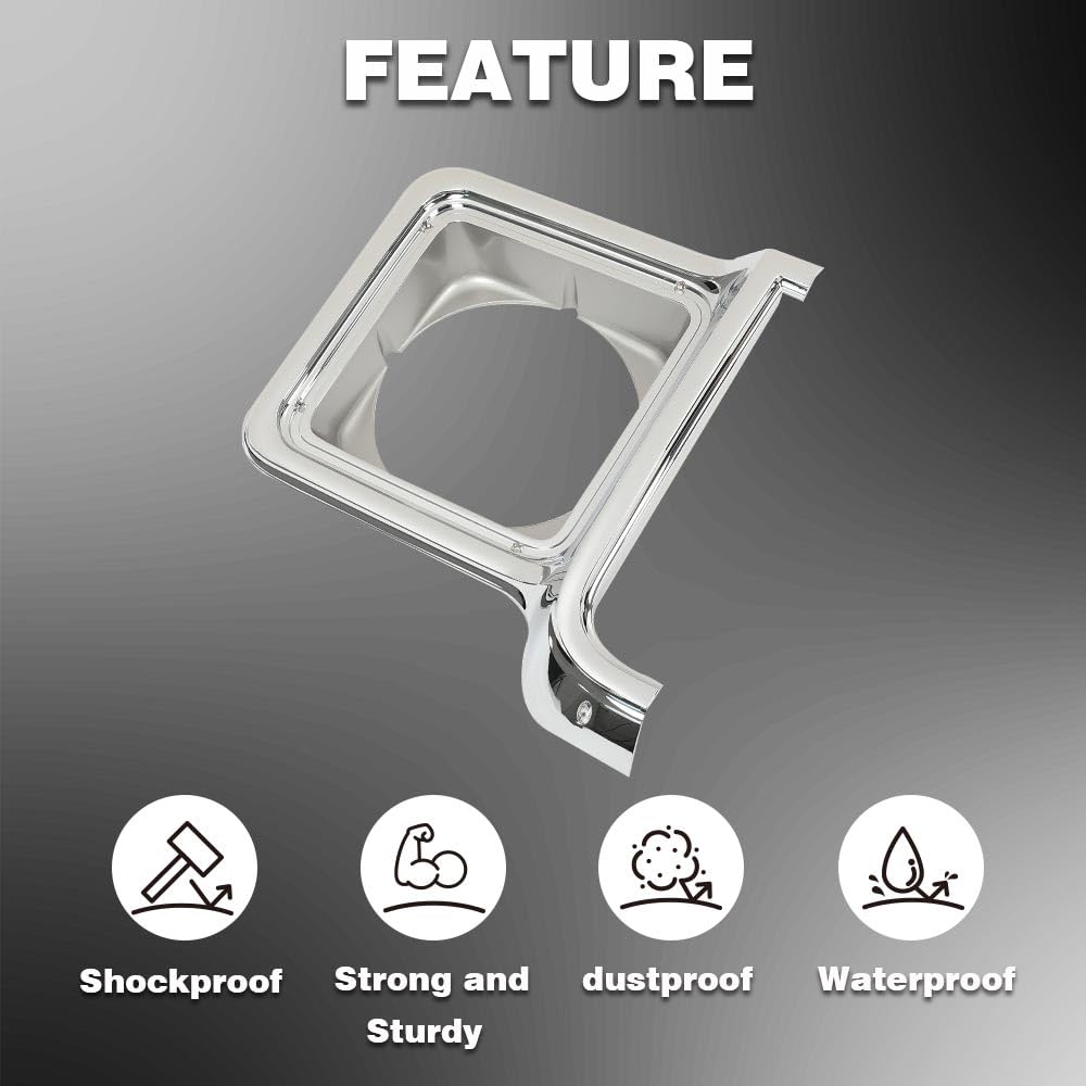 G-PLUS Headlight Trim Bezel Headlight Door Chrome Silver Compatible with Chevy Blazer GMC Jimmy 1973-1978 GM2513134, GM2512134, 376628, 376627 Driver & Passenger Pair