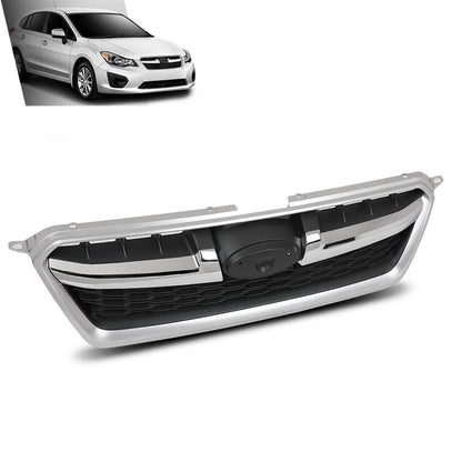 G-PLUS Front Bumper Upper Grille W/Chrome Grill Tirm Compatible with Subaru Impreza 2012-2014 91122FJ010